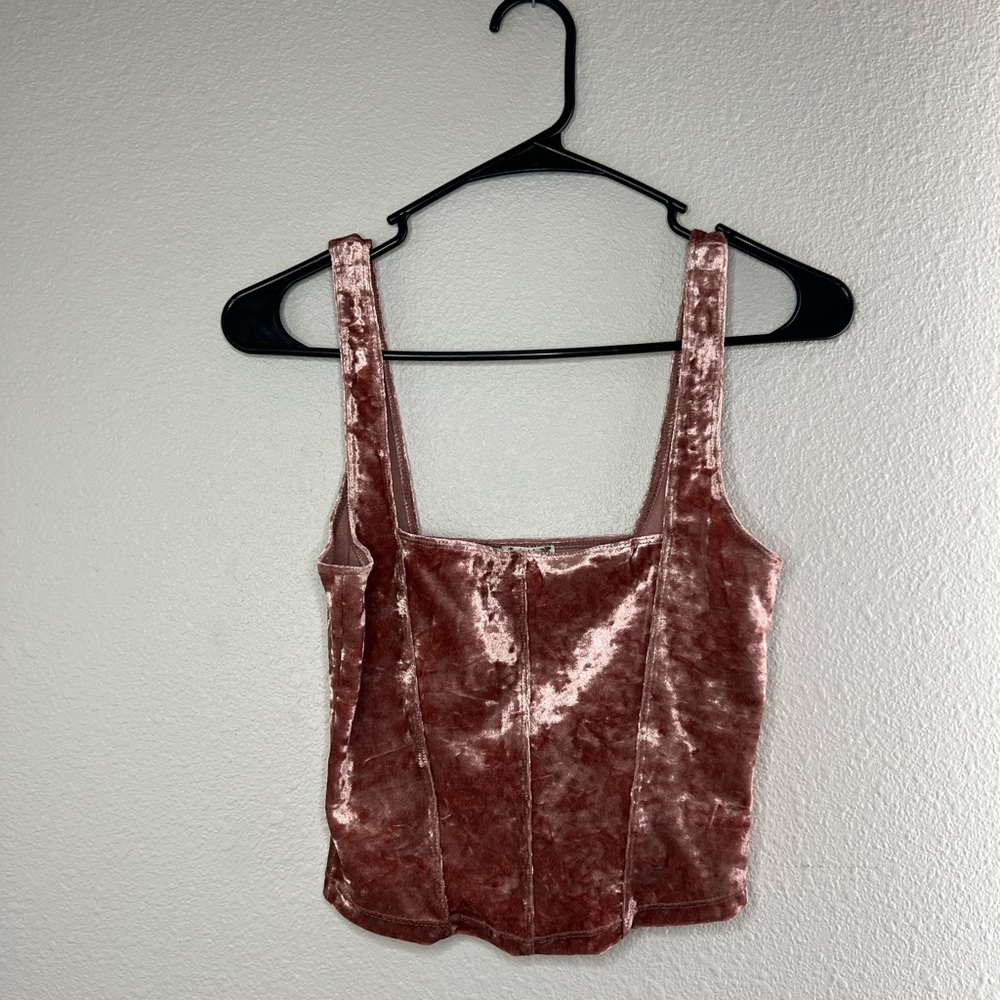 Free People Pink Crushed Velvet Camisole